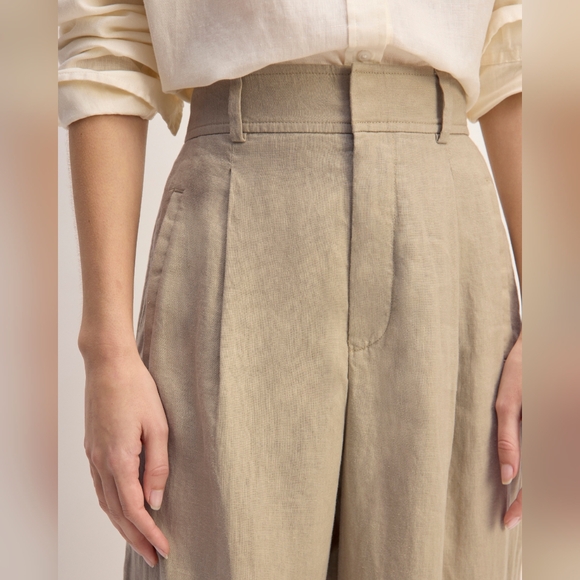 Everlane Linen Way-High® Drape Pant in Trench Coat Khaki, Size 10 - Picture 6 of 13